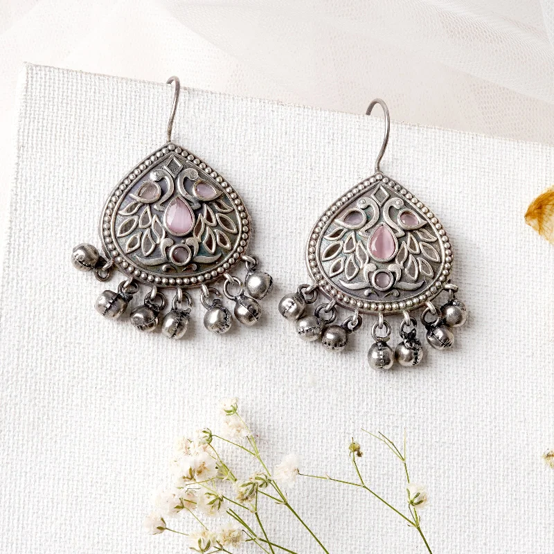 Teejh Vanya Silver Oxidised Pink Earrings