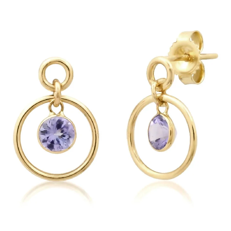 Women's 14K Double Circle Studs In Tanzanite