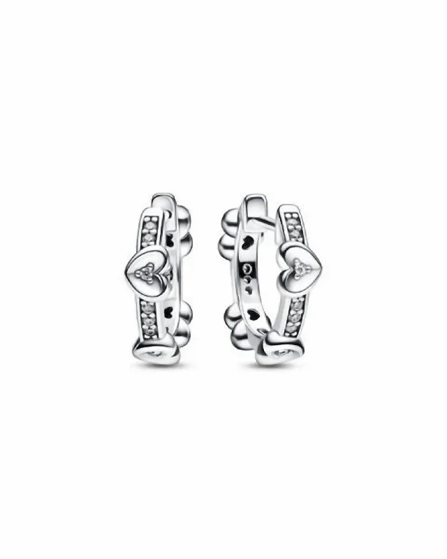 Women's Heart Hoop Earrings In Sterling Silver