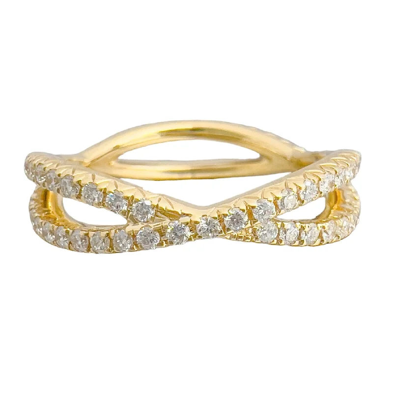 14k Yellow Gold Diamond Crossover Eternity Band 0.62ctw Size 6