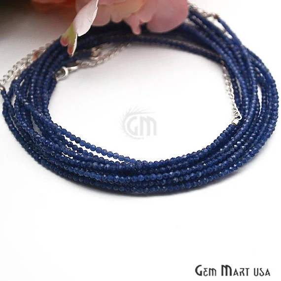 Blue Chalcedony Bead Chain, Silver Plated Jewelry Making Necklace Chain