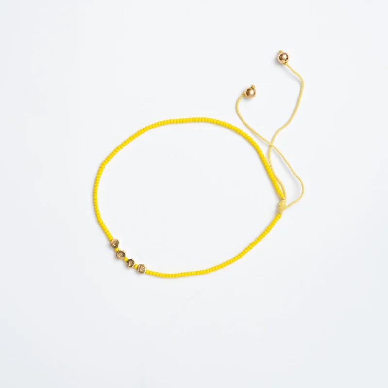 FINAL SALE: Choker with Round Brass LOVE Beads - Marigold