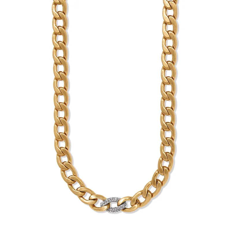 Cleo Pave Link Necklace - Gold