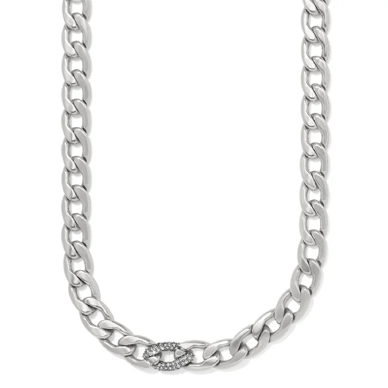 Cleo Pave Link Necklace - Silver