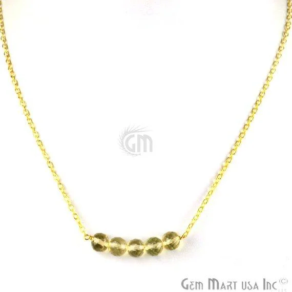 Faceted Gemstone Bead Bar Necklace Chain (Pick your Gemstone, Plating)