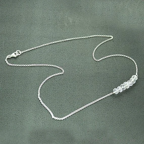 Faceted Gemstone Bead Charm 18 Inch Long Necklace Chain (Pick your Gemstone)