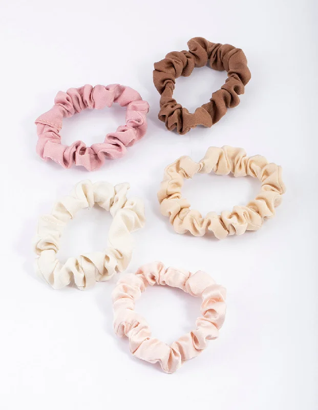 Fabric Thin Satin Scrunchie 5-Pack