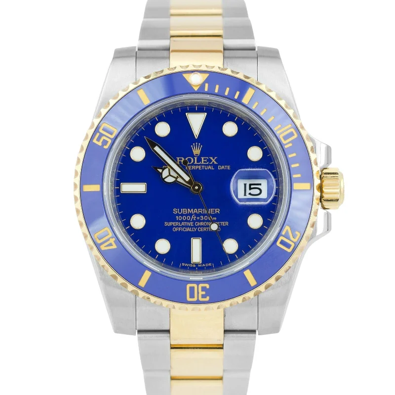 MINT Rolex Submariner Date Ceramic Two-Tone 18K FLAT BLUE 40mm 116613 LB BOX