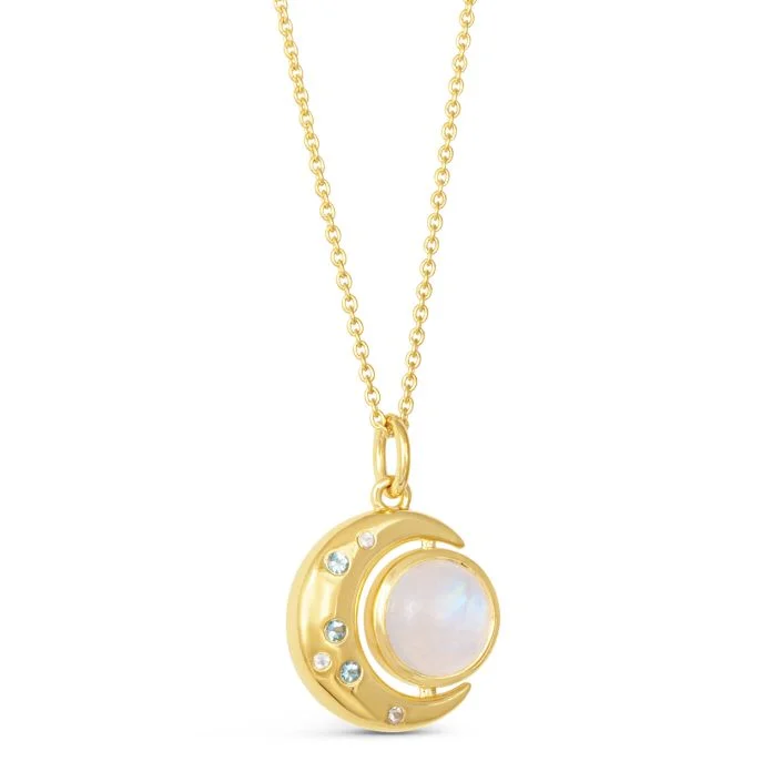 New Moon Necklace by Captain Kate - Moonstone - 14k Gold Vermeil