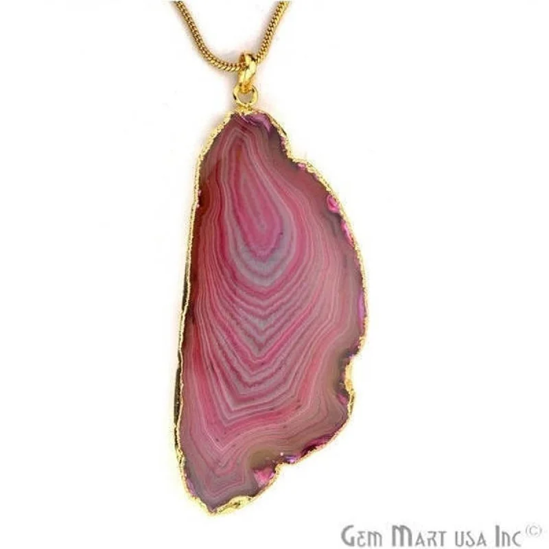 One Of A Kind Druzy 94x40mm Gold Electroplated Single Bail 18 Inch Necklace Chain Pendant