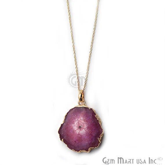 One Of A Kind Solar Druzy 29x36mm Gold Electroplated Single Bail 18 Inch Necklace Chain Pendant