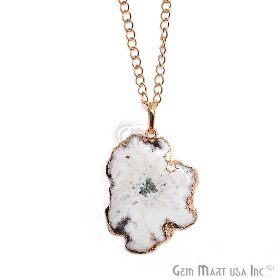 One Of A Kind Solar Druzy 45X31mm Gold Electroplated Single Bail 24 Inch Necklace Chain Pendant