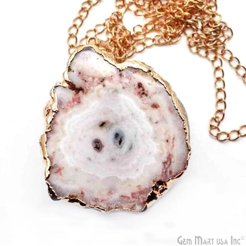 One Of A Kind Solar druzy 45x55mm Gold Electroplated Single Bail 34 Inch Necklace Chain Pendant