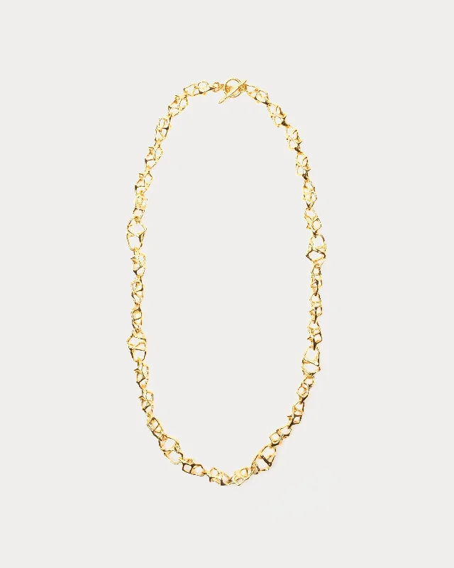 Open Cage Link Necklace Gold