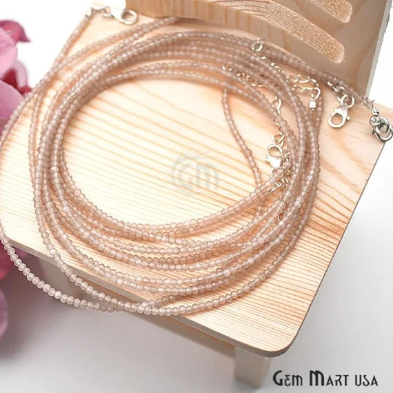 Peach Moonstone Bead Chain, Silver Plated Jewelry Making Necklace Chain