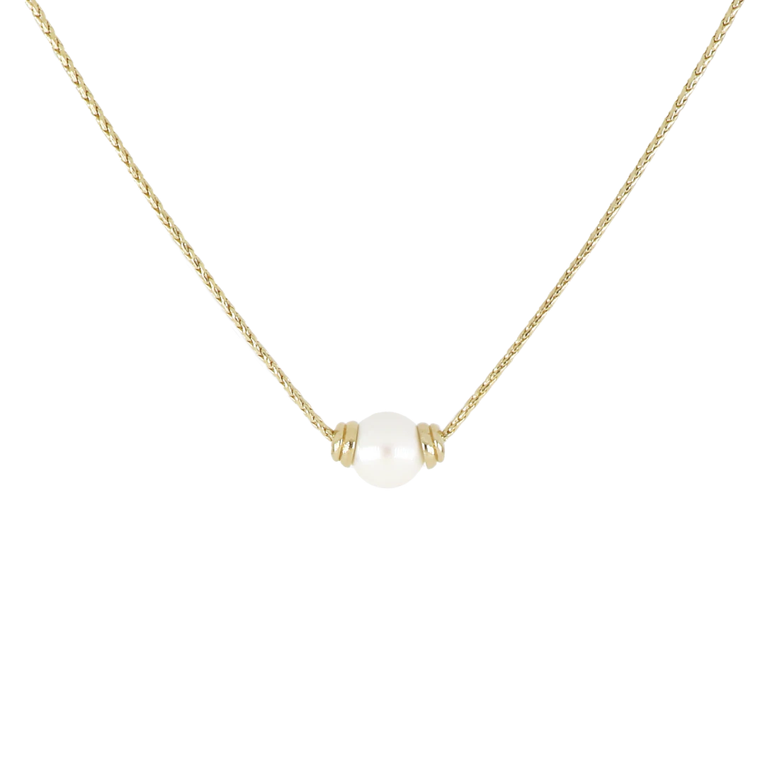 Pérola Single Pearl Necklace Gold  16-18"