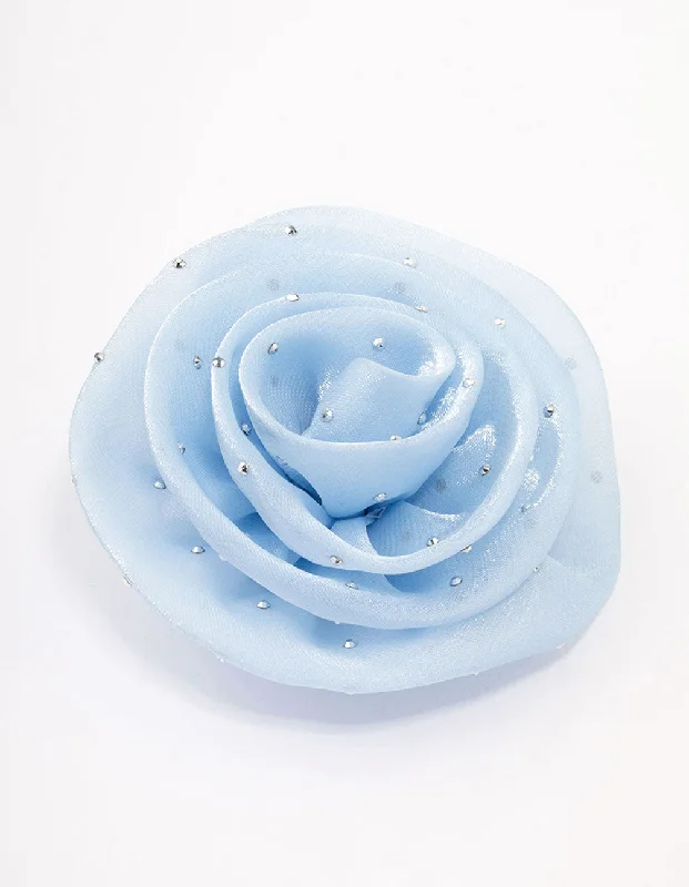 Blue Diamante Rosette Brooch & Hair Clip