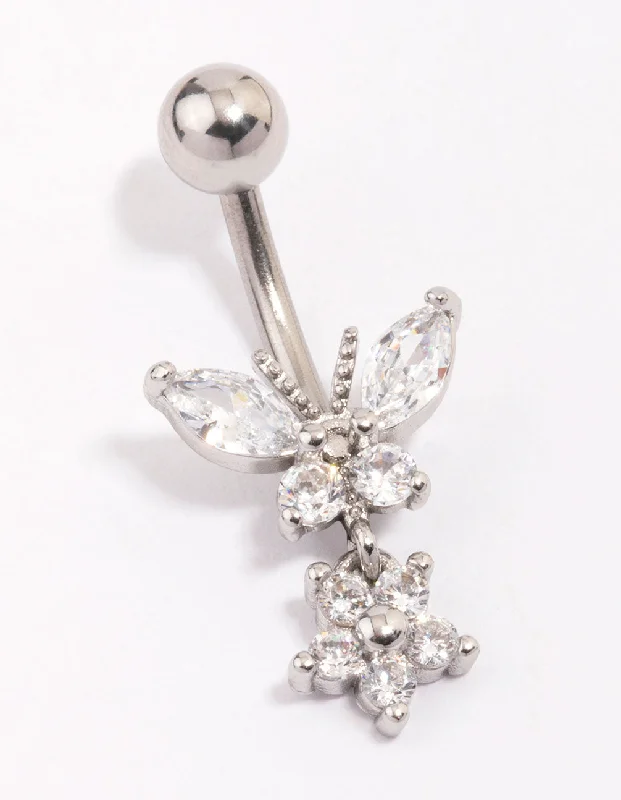 Surgical Steel Butterfly & Flower Belly Piercing