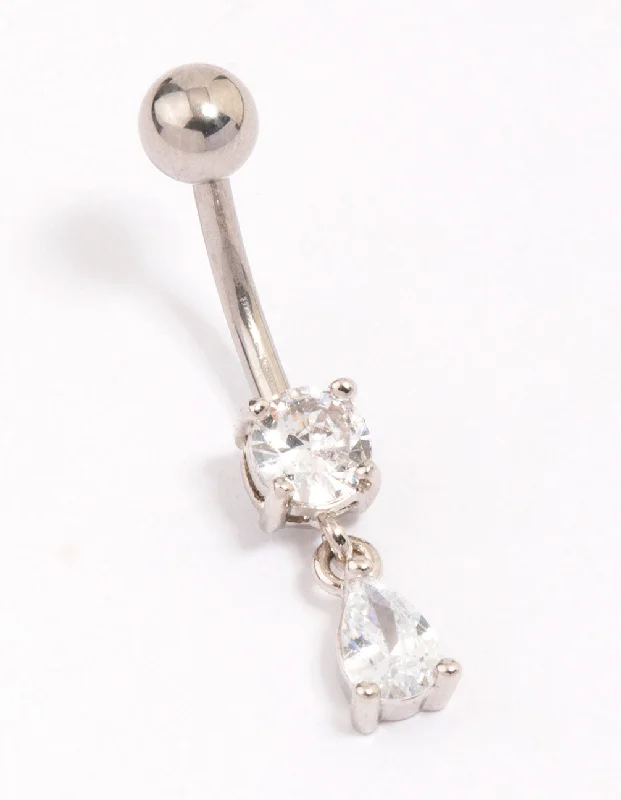 Surgical Steel Cubic Zirocnia Pear Drop Belly Piercing