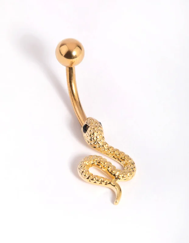 Gold Plated Titanium Snake Belly Bar