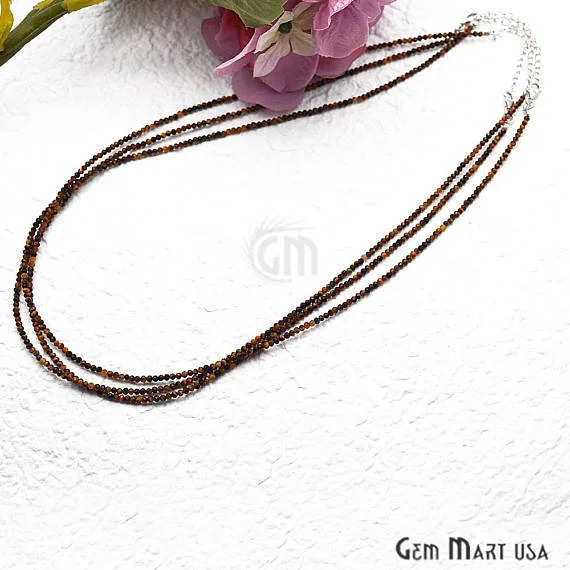 Tiger Eye Bead Chain, Silver Plated Jewelry Making Necklace Chain