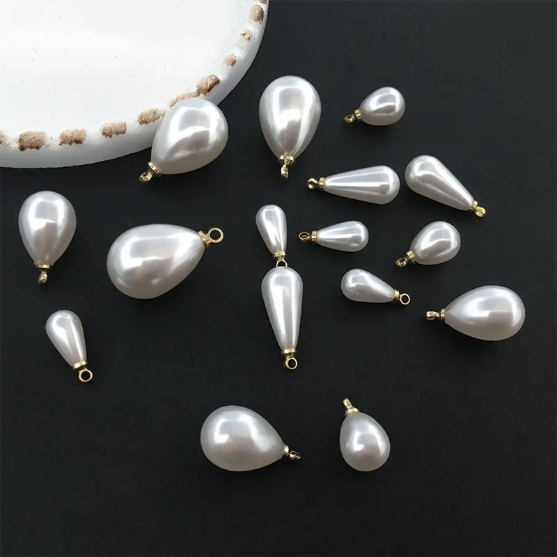 Wholesale 1 KC Gold/white K Water Drop Imitation Pearl Pendant Diy Accessories