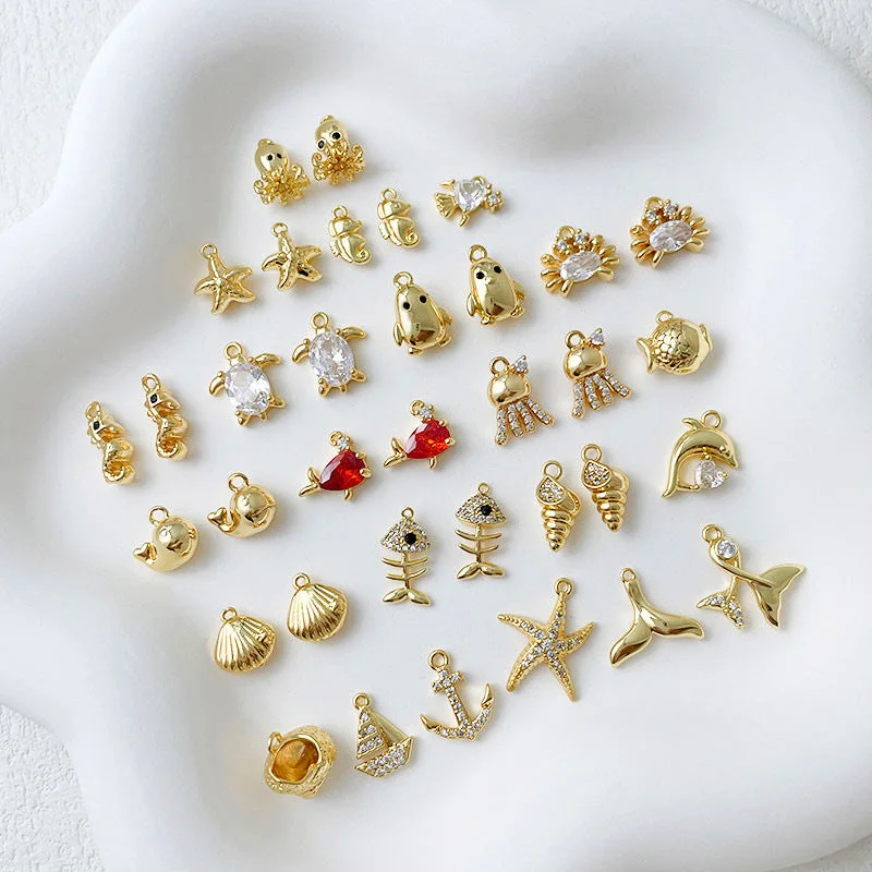 Wholesale 14k Gold Plated Marine Creature Pendant Diy Accessories