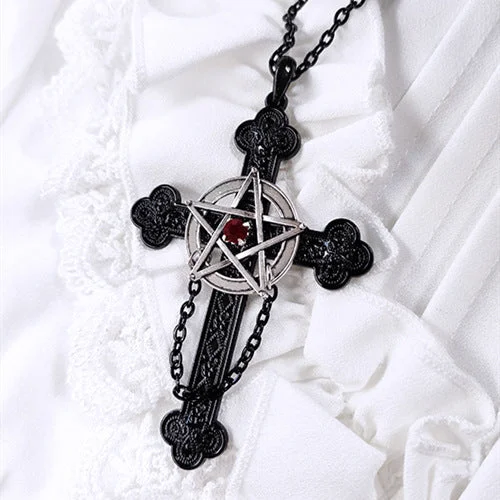 Wholesale Gothic Dark Pentagram Cross Necklace