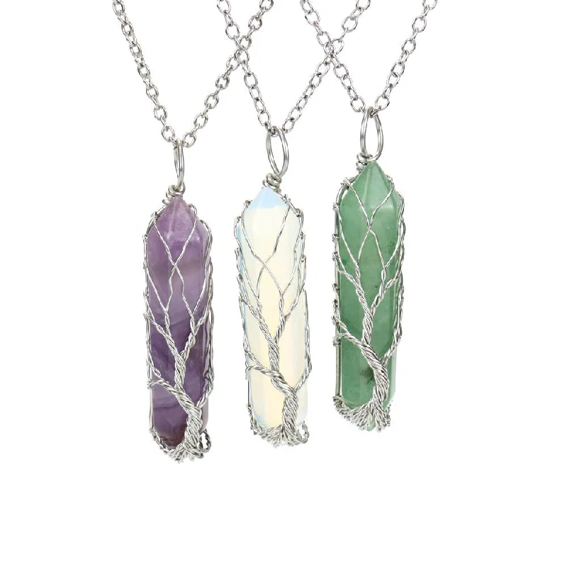 Wholesale Hand-wound Tree of Life Crystal Hexagonal Necklace