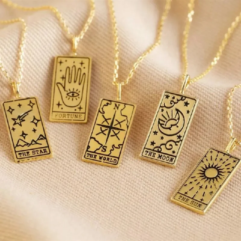 Wholesale Tarot Card Alloy Pendant Square Pendant Necklace