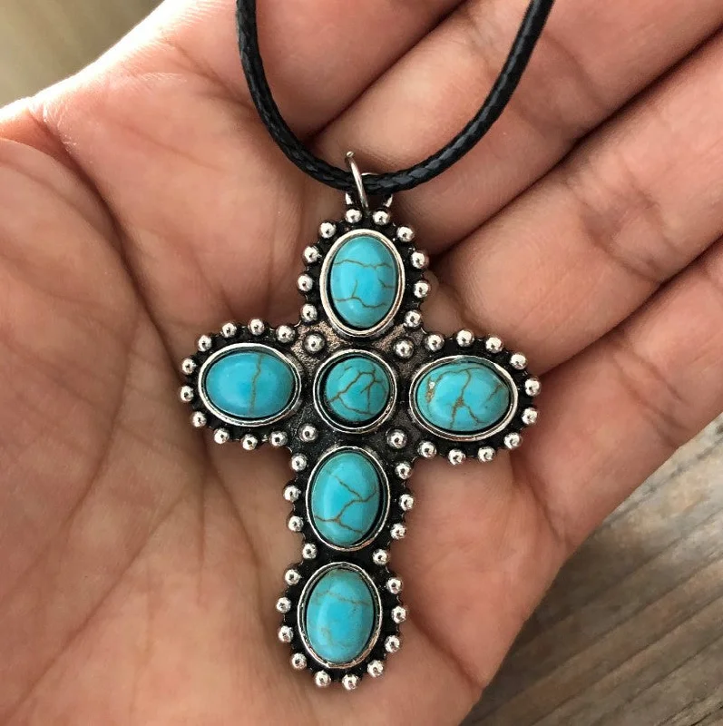 Wholesale Vintage Turquoise Cross Necklace