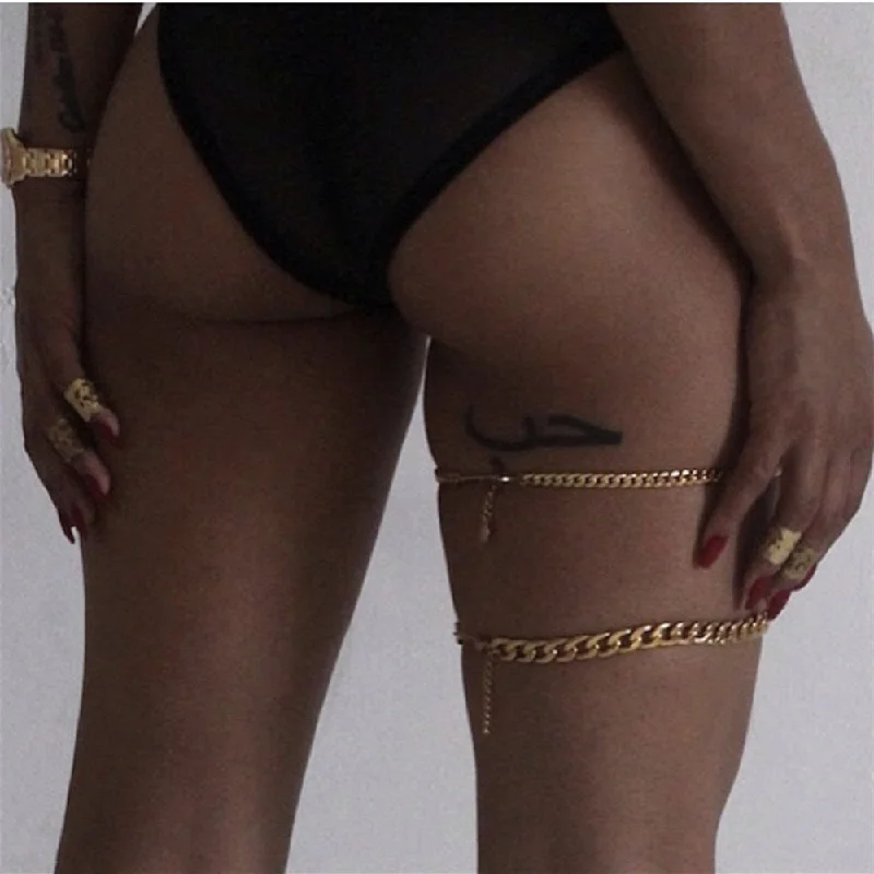 1 Pcs Sexy One Row Metal Thigh Chain Body Jewelry for Women Summer Beach Body Chain Harness Leg Chain Bracelet Accessories