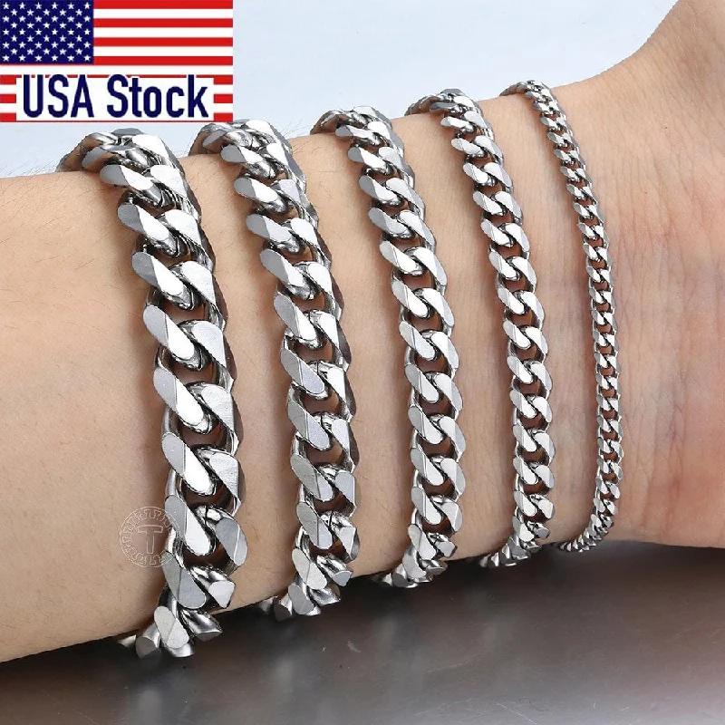 Men Chain Bracelet | Curb Chain Bracelet | 3-11mm Chain Bracelets | Cuban Chain Bracelet | Silver Black Gold Bracelet | Link Chain Bracelet