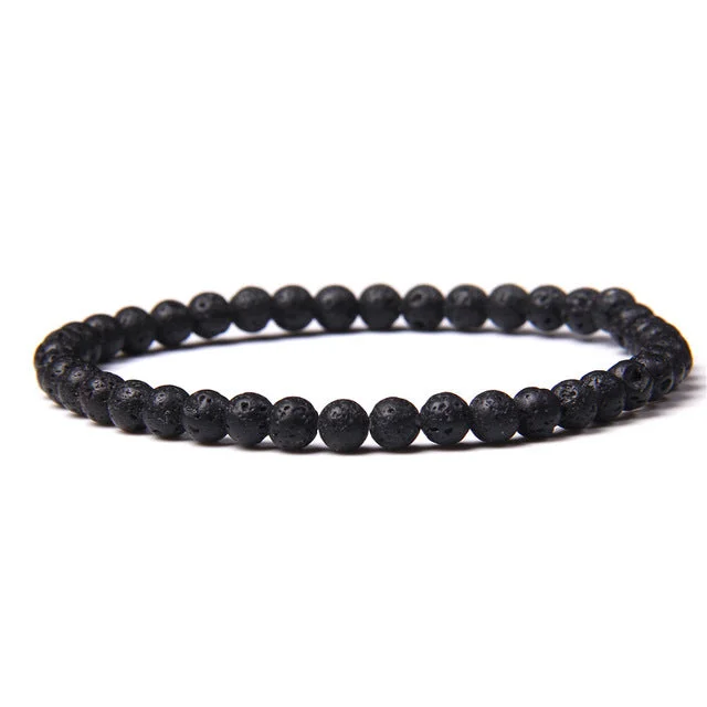 4mm Chakra Beads Energy Bracelet Natural Round Agates Onyx Stone Stretch Bracelet Bangles for Women Men Handmade Yoga Jewelry