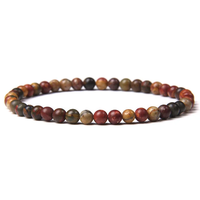 4mm Chakra Beads Energy Bracelet Natural Round Agates Onyx Stone Stretch Bracelet Bangles for Women Men Handmade Yoga Jewelry