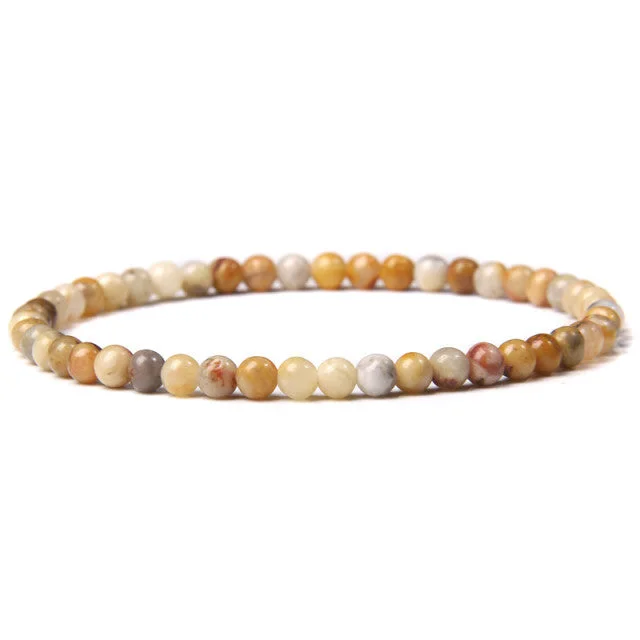 4mm Chakra Beads Energy Bracelet Natural Round Agates Onyx Stone Stretch Bracelet Bangles for Women Men Handmade Yoga Jewelry