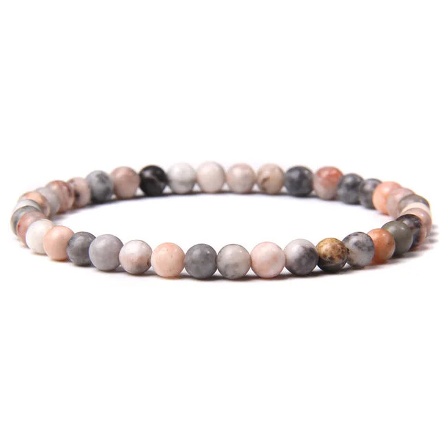 4mm Chakra Beads Energy Bracelet Natural Round Agates Onyx Stone Stretch Bracelet Bangles for Women Men Handmade Yoga Jewelry