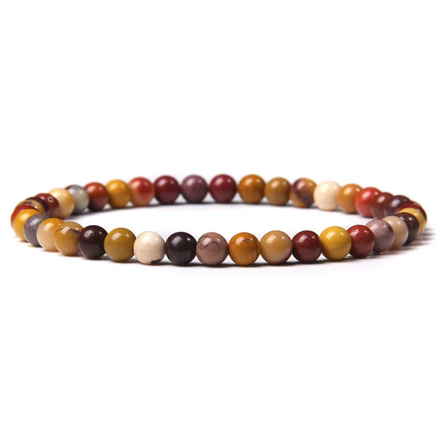 4mm Chakra Beads Energy Bracelet Natural Round Agates Onyx Stone Stretch Bracelet Bangles for Women Men Handmade Yoga Jewelry