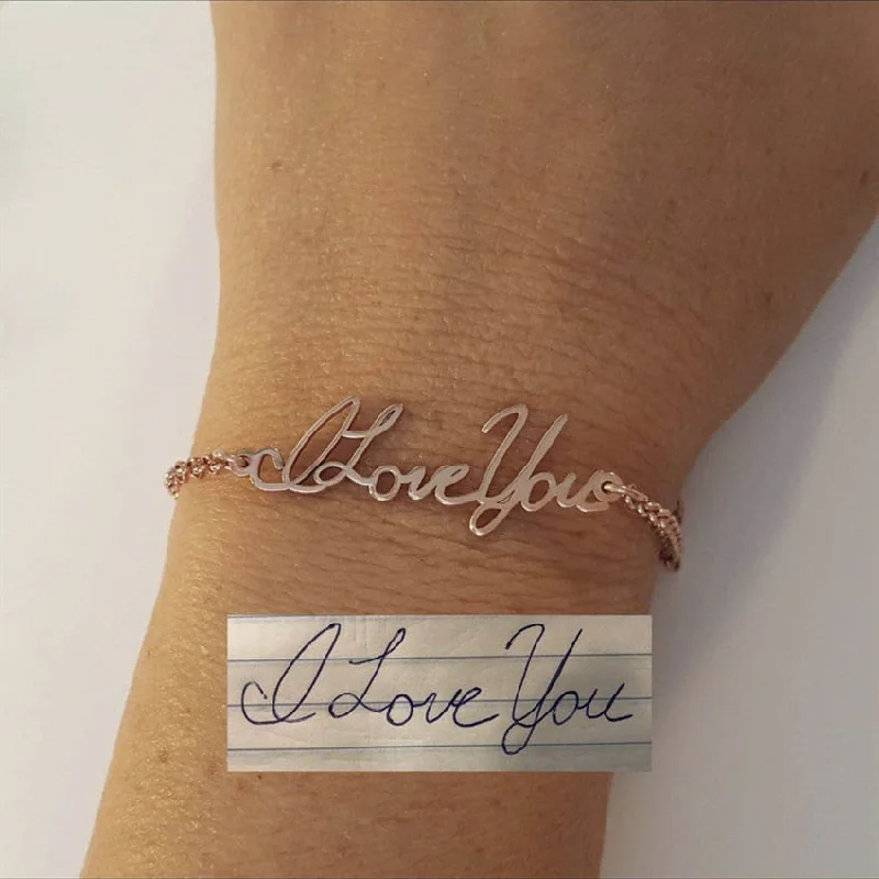 Actual Signature Name Bracelet | Custom Jewelry | Stainless Steel Handwriting | Nameplate Bracelet | Handmade Gifts