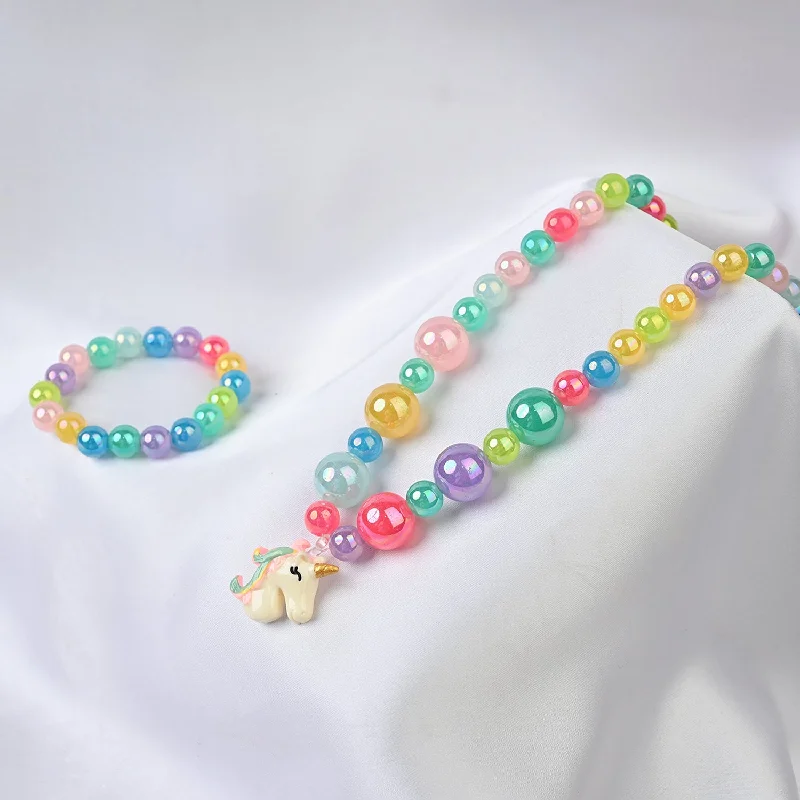 GIRLS CHARM BEADED NECKLACE & BRACELET