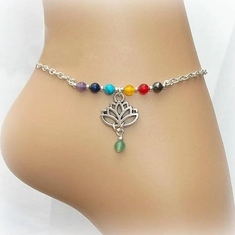 Chakra Ankle Bracelet | Anklet Bracelet Lotus | Lotus Ankle Bracelet |