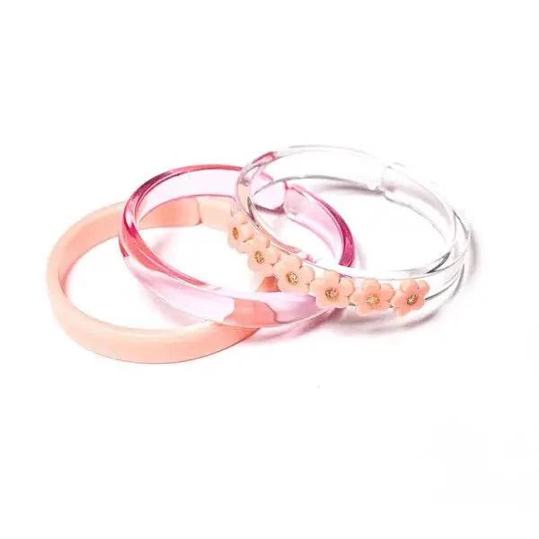 Coral Flower + Crystal Bangles (Set of 3)