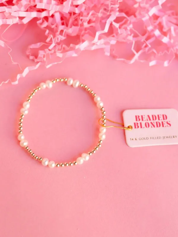 Extended Coastal Pearl Gold Beaded Bracelet