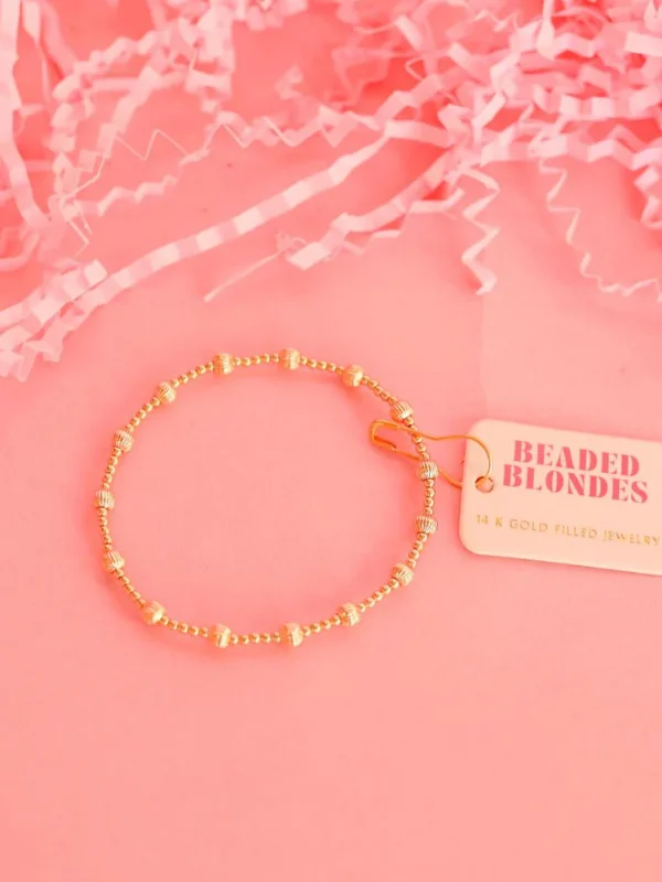 Extended June Gold Fluted Beaded Bracelet