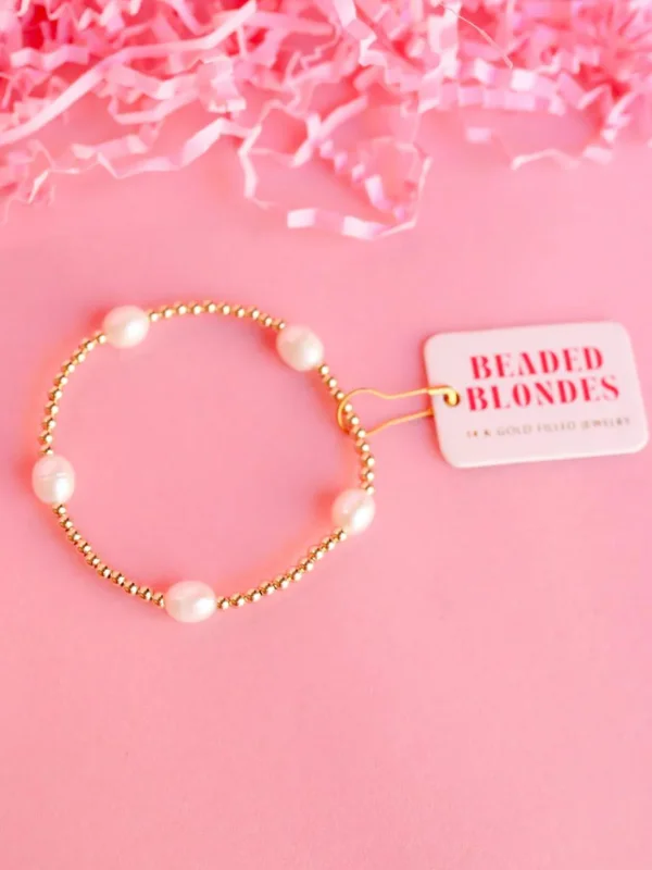 Extended Pearl Poppi Gold Beaded Bracelet