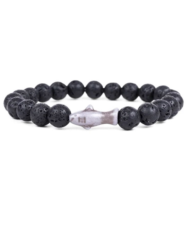 Fahlo Shark Bracelet in Lava Stone