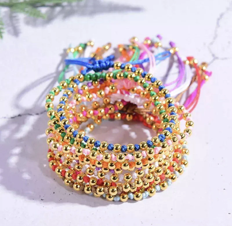 Gold Beaded Colorful Bracelet