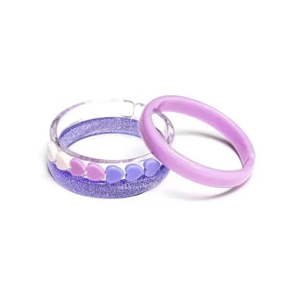 Heart Lilac Shades Print Mix Bangles (Set of 3)