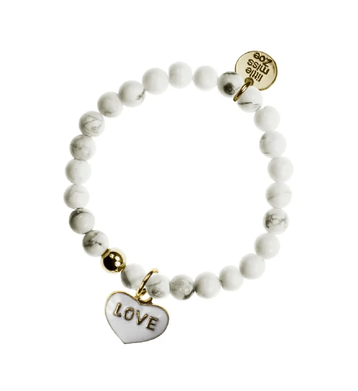 Heart Love Charm Gemstone Stretch Bracelet