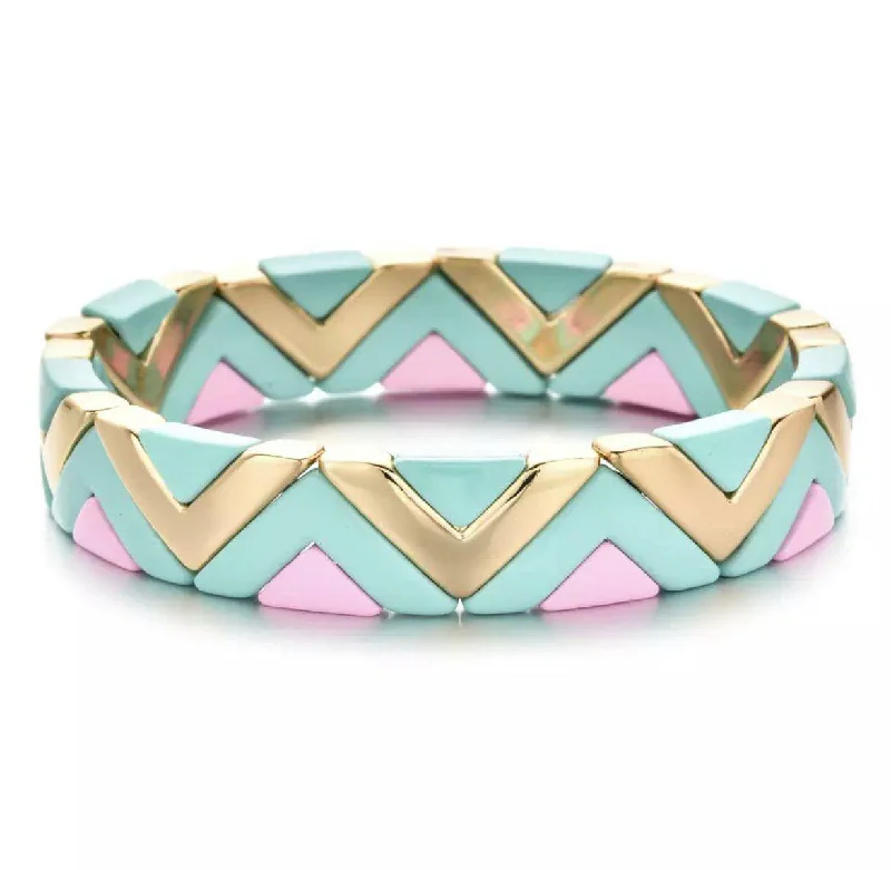 Large Stretchy Tile Multi-Color Bracelet